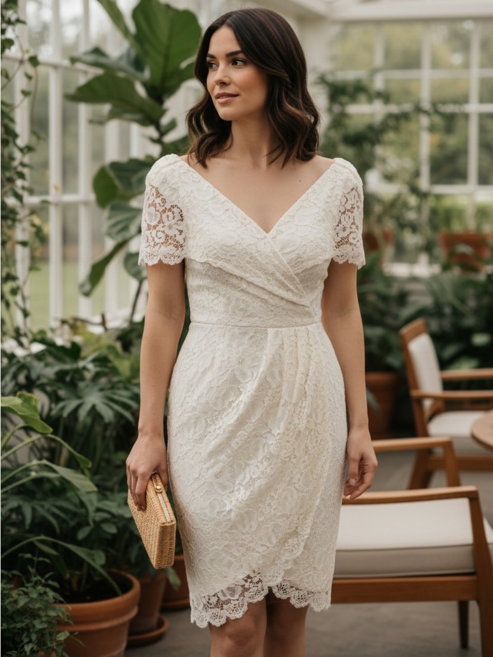 Elegant Vintage Cream Lace Dress